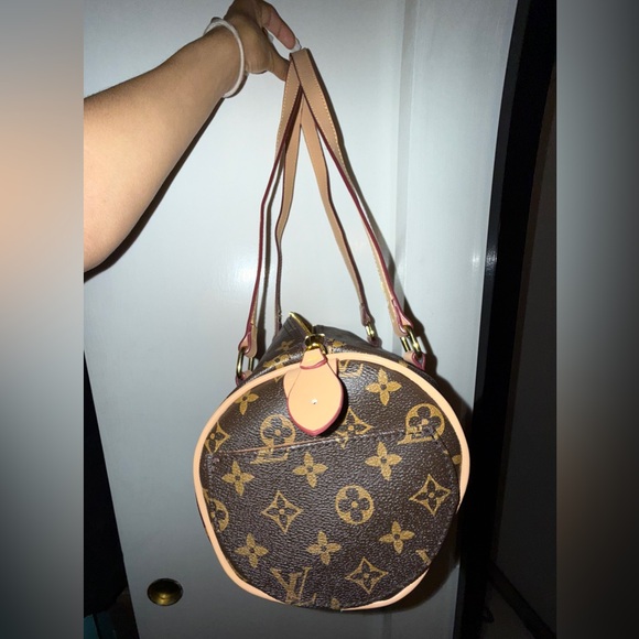 Brown leather print bag - Picture 1 of 3